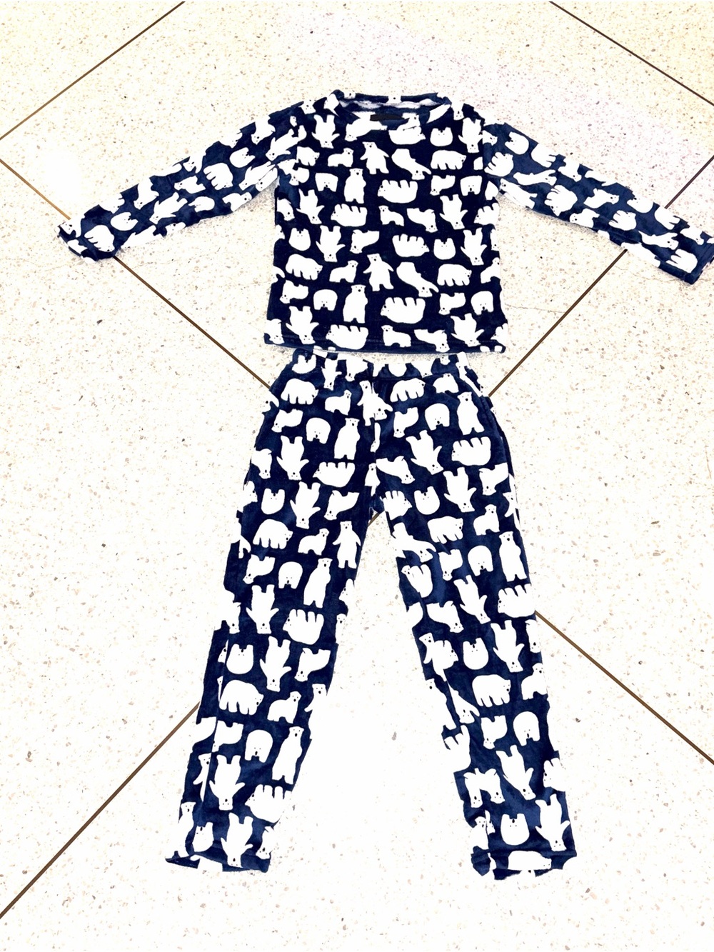 Navy Polar Bear Print Pajama Set - Long Sleeve Top & Pants